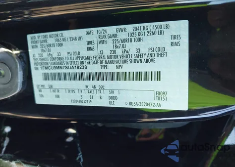 2025 Ford Escape St-Line из США, поврежденный, VIN 1FMCU9MN7SUA18238